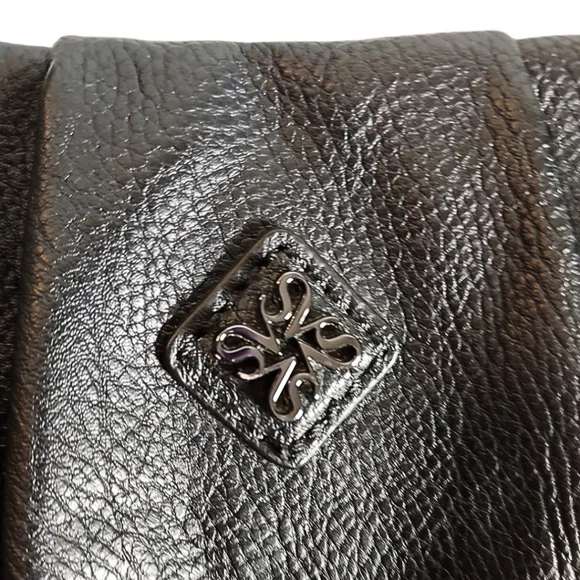Vintage SimplyVera Vera Wang black vegan leather crossbody scrunch purse y2k - Picture 6 of 14